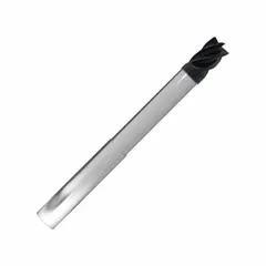 This carbide square end mill features a reduced neck design for fast cutting in stainless steel and super alloys. With an AlCrN coating and 5-flute geometry, it is suited for high-performance milling operations. Mill diameter: 3/4", length of cut: 1", overall length: 6".