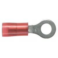 PANDUIT Ring Terminal: Red, Nylon Insulation, 1/4 in Stud Size, 22 AWG to 18 AWG Wire Sizes, 600 V (MPN PN18-14R-C)
