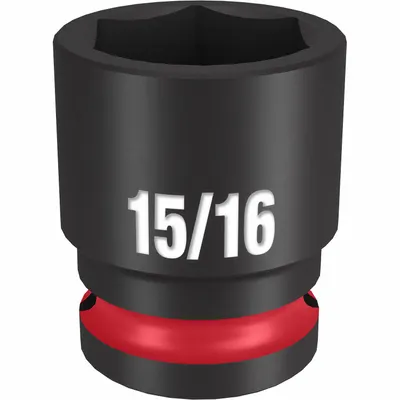 MILWAUKEE Standard Impact Socket: 1/2 in Drive Size, SAE, 15/16 in Socket Size, 6-Point - 1/2" Drive Impact Sockets