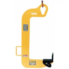 Coil C-hook lifter with pivoting wedge for handling coiled materials. Rated for 4,000 lb maximum load. Used in manufacturing, warehousing, and metal processing for lifting and transporting steel or wire coils.