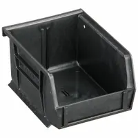 QUANTUM STORAGE SYSTEMS ESD Conductive Bin: 4 1/8 in x 5 3/8 in x 3 in, Black, Label Holder Included (MPN QUS210CO)