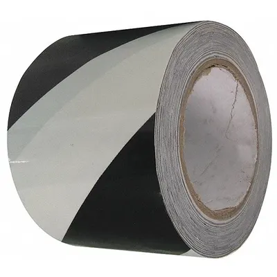 CONDOR Floor Marking Tape: Gen Purpose, Striped, Black/White, 3 in x 108 ft - General Purpose Floor Marking Tape