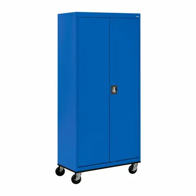 SANDUSKY Shelf Cabinet: Casters, 36 in x 24 in x 78 in, Recessed, Three-Point Locking - Commercial Mobile Shelf Cabinets