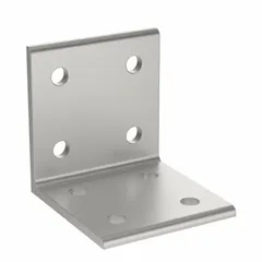 This inside corner bracket is made of anodized aluminum and measures 3 in x 2 27/32 in x 3 in. It features 8 holes and is designed for use with 15 Series framing systems to create rigid 90-degree inside-corner joints in structural framing applications.