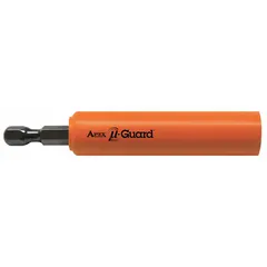 This APEX bit holder is designed for power tools, accepting 1/4-inch hex-shank bits. It is non-magnetic and not impact-rated, making it suitable for general fastening and light-duty assembly tasks in industrial maintenance, machining, and electrical applications.