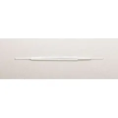 White polystyrene inoculating loop and needle with 7 5/8 in overall height. Used for transferring microbial cultures in microbiology laboratories. Single-use design supports sterile inoculation procedures.