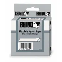 Combined Label and Ribbon Cartridge: 1/2 in x 11 1/2 ft, Nylon, White (Gloss), Indoor (MPN 18488)