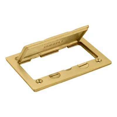 HUBBELL WIRING DEVICE-KELLEMS Floor Box Cover: Rectangular, Gold, Brass - Brass Electrical Floor Box Covers