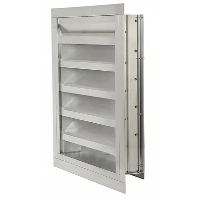 Dayton Intake Louver: Flanged, Surface Mount, 23 1/2 in H, 35 1/2 in W, Aluminum - Drainable Stationary-Blade Louvers