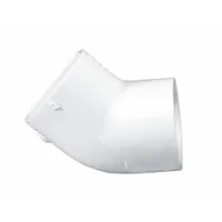 Pipe Elbow: 45° Elbow, Schedule 40, PVC, 1 1/2 in x 1 1/2 in Size, Socket x Socket, Female x Female (MPN 417015BC)