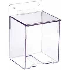 This CONDOR hinged top dispenser is designed for table-mount dispensing of bulk hairnets. Made of clear PETG, it holds up to 48 hairnets in a single stack compartment. The hinged top allows one-handed access, suitable for environments requiring hygienic hairnet dispensing.