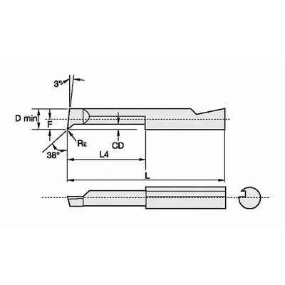 WIDIA Boring Bar: Boring, TiN, 0.0570 in Center to Cutting Tip, Right Hand - Machining