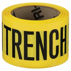 APPROVED VENDOR Caution Open Trench Barrier Tape, 3 in x 200 ft, Polyethylene, Black on Yellow, MPN 91227
