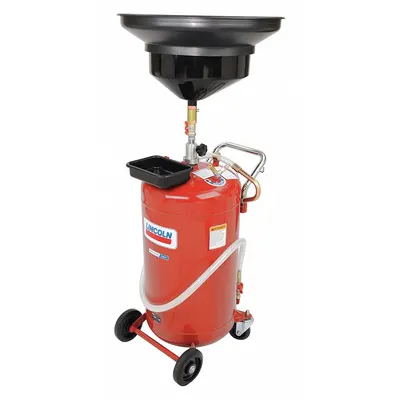 LINCOLN Fluid Drain: 25 gal Capacity, 15 in Overall Dia, 22 in Overall Ht, 43 5/16 in Overall Lg - Portable Oil Waste Containment Containers