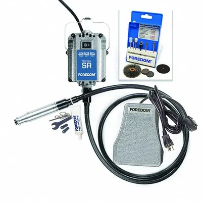 FOREDOM Flex Shaft Motor Kit: 1.5 A Current, Variable Speed, 1/4 in Collet Size - Flexible Shaft Corded Rotary Tools