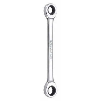 WESTWARD Box End Wrench: Alloy Steel, Chrome, 14 mm_15 mm Head Size, 7 1/2 in Overall Lg - Metric, Double End, 12-Point, Ratcheting Box End Wrenches