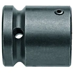 Power bit holder socket with 7/16 in output drive size and hex drive type. Features a locking mechanism to secure bits during use. Overall length of 1 5/8 in. Suitable for industrial fastening applications requiring secure bit retention.