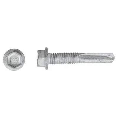 ITW Self-Drilling Screw: #12 Size, 1 1/4 in Lg, Steel, Climaseal, Hex Washer - Metal-to-Metal-Joining Self-Drilling Screws