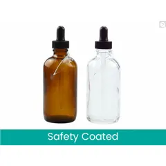 Clear Glass Lab Dropper Bottle, 120 mL (4 fl oz), Soda Lime Glass, Round, Colorless
