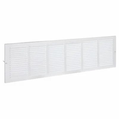 OEM Return Air Grille: Louvered Grille, White, Powder Coated, Steel, 9 3/4 in H - Surface-Mount Grilles