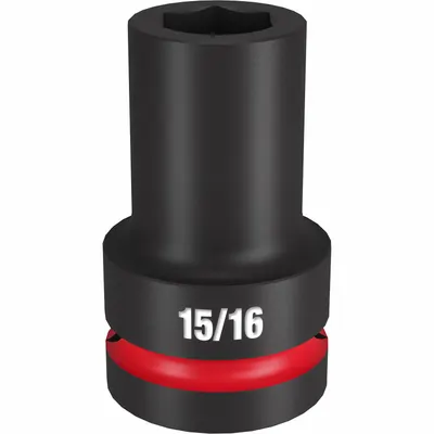 MILWAUKEE Deep Impact Socket: 1 in Drive Size, SAE, 15/16 in Socket Size, 6-Point - 1" Drive Impact Sockets