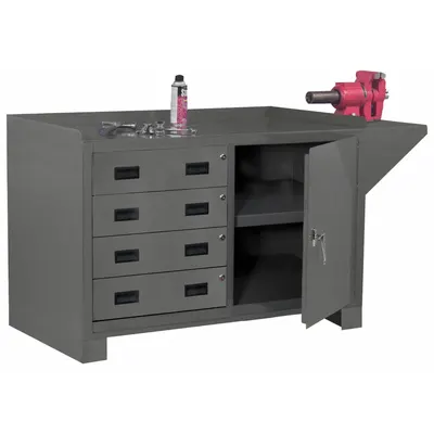 DURHAM MFG Cabinet Workbench: Steel, 48 in x 24 in, 2,000 lb Overall Load Capacity - Cabinet Benches with Drawers & Shelves