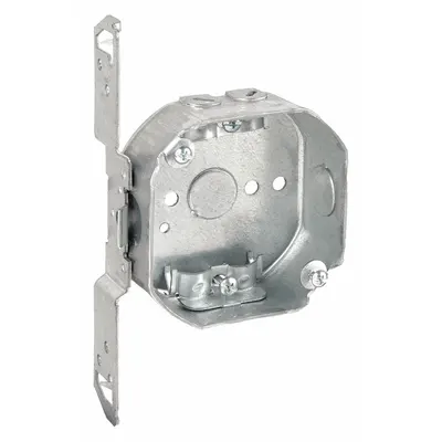 RACO Electrical Box: Steel, Steel Material & Nominal Size, Octagon, 2 Gangs - Ceiling Electrical Boxes