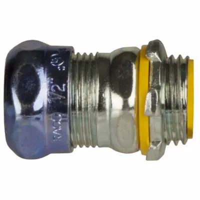 RACO Compression Conduit Connector: Steel, 1/2 in Trade Size, 1 17/32 in Overall Lg - Compression Conduit Connectors