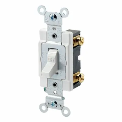 LEVITON Wall Switch: Toggle Switch, Single Pole, Maintained, White, 120/277V AC - Toggle Wall Switches