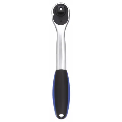 WESTWARD Hand Ratchet: Pear, Reversible, 10 in Overall Lg, Chrome, 5° Min Arc Swing - Offset Flex-Head Ratchets