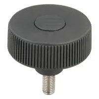 Hand Knob: Knurled, Plastic w/ SS Thread, M10 Thread, 20 mm Thread Lg, 63 mm Dia, Gray (MPN K0261.5310X20)