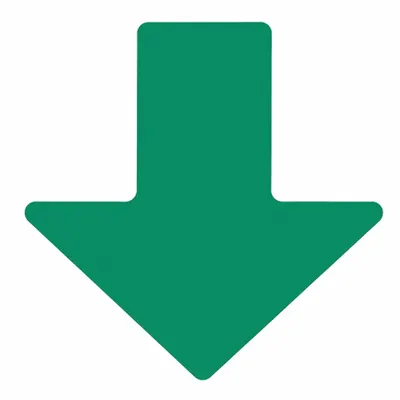 BRADY Floor Marking Tape: Arrow, Solid, Green, No Legend, 2 in x 5 in, 8 mil Tape Thick - Arrow-Shaped Floor Marking Tape