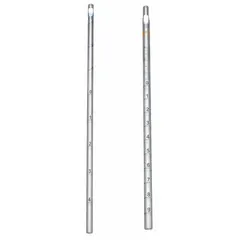 CELLTREAT serological pipette with 5 mL capacity and 0.1 mL graduation increments. Made of sterile polystyrene, not individually wrapped. Used for precise liquid measurement and transfer in laboratory applications such as cell culture, media preparation, and reagent dispensing.