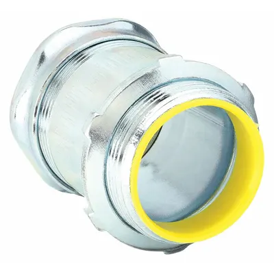 RACO Compression Conduit Connector: Steel, 1 1/2 in Trade Size, 2 1/4 in Overall Lg - Compression Conduit Connectors