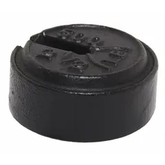 This Class 7 slotted calibration weight has a nominal mass of 2.5 lb and is made from cast iron. It is used as a reference standard for verifying and adjusting industrial scales and balances in manufacturing and material handling environments.
