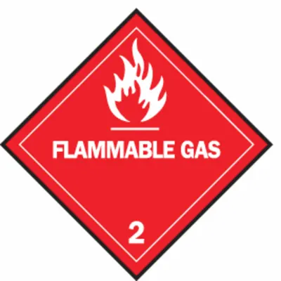 BRADY Container Label: Flammable Gas, 4 in x 4 in, 4 in Label Ht, 4 in Label Wd - Class 2: Gases