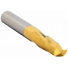 This general purpose carbide square end mill features a TiN coating to reduce friction and heat, suitable for milling steel, stainless steel, and non-ferrous materials. With two flutes and a 17/64" mill diameter, it is used for slotting, profiling, and contouring operations. The 3/4" length of cut and 2-1/2" overall length provide reach for various machining tasks.