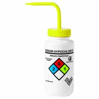 APPROVED VENDOR Wash Bottle: 500 mL, Sodium Hypochlorite, Yellow, Wide, Std Spout Spout, Colorless (MPN UN370059)