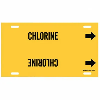 BRADY Pipe Marker: Chlorine, Yellow, Black, Fits 8 to 9 7/8 in Pipe O.D., 1 Pipe Markers - Chlorine Strap-On Pipe Markers