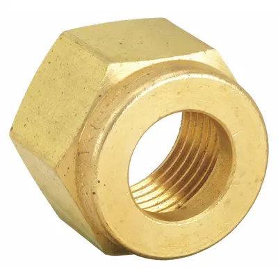 PARKER Compression Fitting Nut: 1/4 in OD Size, Compression, Brass - Double-Ferrule Brass Compression Fittings