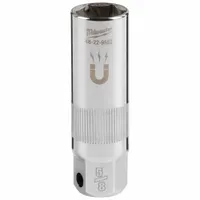 MILWAUKEE Spark Plug Socket: 3/8 in Drive Size, 5/8 in Socket Size, 6-Point, Deep, Chrome (MPN 48-22-9552)