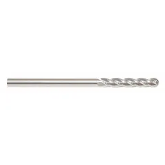This general purpose carbide ball end mill features an AlTiN coating and four flutes. With a 3/4" mill diameter, 4" length of cut, and 7" overall length, it is suited for contouring, slotting, and profiling in metalworking applications, including 3D machining of curved surfaces and radii.