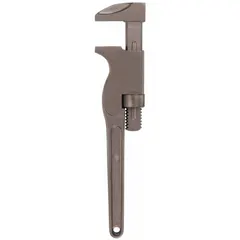 This nonsparking monkey wrench is constructed from nickel aluminum bronze for use in hazardous environments where sparking tools are prohibited. It features a smooth I-Beam design with a 10 in overall length and a jaw capacity of 1 7/8 in. Suitable for applications in areas with flammable gases, vapors, or dust.