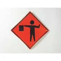 Traffic Sign: 36 in x 36 in Nominal Sign Size, Polyester/PVC, 0.015 in, W20-7 MUTCD, Superbright (MPN C/36-SBFO-3FH-HD FLAGGER SYMBOL)
