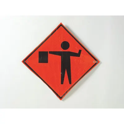 EASTERN METAL SIGNS AND SAFETY Traffic Sign: 36 in x 36 in Nominal Sign Size, Polyester/PVC, 0.015 in - Flagger Ahead Signs