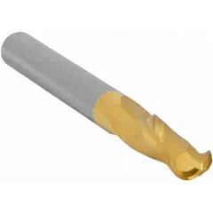 This general purpose carbide ball end mill features a titanium nitride (TiN) coating for reduced friction and heat, enhancing tool life when machining steels and cast irons. With 2 flutes and a 3/8" mill diameter, it is suited for contouring, slotting, and profiling operations in mold and die work and general machining.