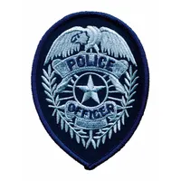 HEROS PRIDE Embroidered Patch: Police Officer, 2 3/4 in x 3 3/4 in, Gold/Navy, Plastic, Sew-On (MPN 5120)