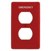 HUBBELL Wall Plate: Duplex Outlet, 1 Gang, Red, Midsize Size (MPN PJ8RMEV)