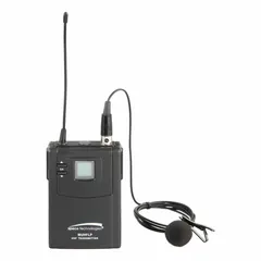 Lapel microphone designed for hands-free audio capture. Clips to clothing for consistent voice pickup in presentations, public speaking, broadcasting, and video production.