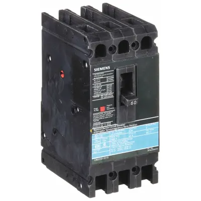 Siemens Molded Case Circuit Breaker: 60 A Amps, 18kA at 480V AC, Fixed, Load Side Lug - ED-Frame Siemens Molded Case Circuit Breakers